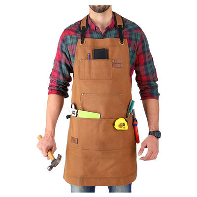 Logo personalizzato Deluxe Waxed Canvas Apron di lavoro con tasche e cinghia a rilascio rapido