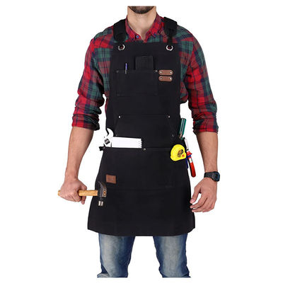 Logo personalizzato Deluxe Waxed Canvas Apron di lavoro con tasche e cinghia a rilascio rapido