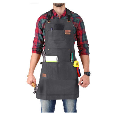 Logo personalizzato Deluxe Waxed Canvas Apron di lavoro con tasche e cinghia a rilascio rapido