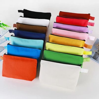 Borsa per il trucco con cerniera a tela stampata con logo personalizzato con materiale eco-compatibile e durevole
