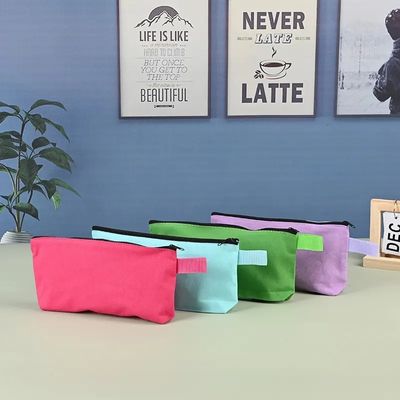 Borsa per il trucco con cerniera a tela stampata con logo personalizzato con materiale eco-compatibile e durevole