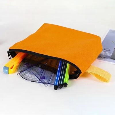 Borsa per il trucco con cerniera a tela stampata con logo personalizzato con materiale eco-compatibile e durevole