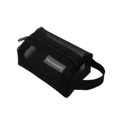 La vita quotidiana scolastica Acque resistenti a maglia di nylon poliestere Logo personalizzato Piccola borsa di trucco da viaggio