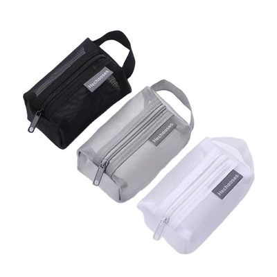 La vita quotidiana scolastica Acque resistenti a maglia di nylon poliestere Logo personalizzato Piccola borsa di trucco da viaggio