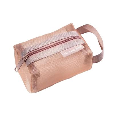 La vita quotidiana scolastica Acque resistenti a maglia di nylon poliestere Logo personalizzato Piccola borsa di trucco da viaggio