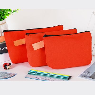 Borsa di matita con cerniera di tela per logo personalizzato, borsa di trucco stampata e articoli di viaggio essenziali