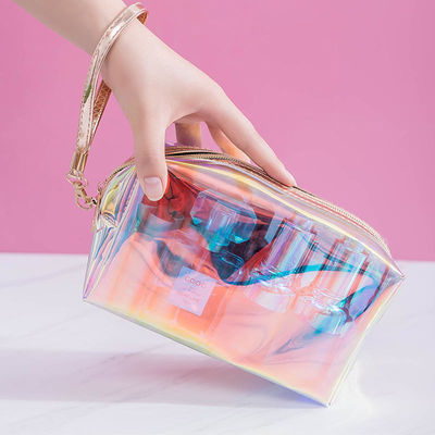 TPU Transparent Cosmetic Bag Custom Logo Beauty Multi-Function Laser Cosmetic Bag