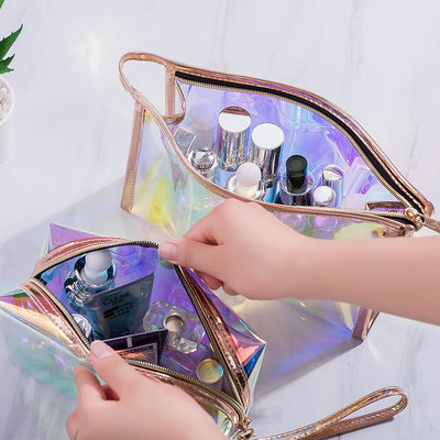 TPU Transparent Cosmetic Bag Custom Logo Beauty Multi-Function Laser Cosmetic Bag