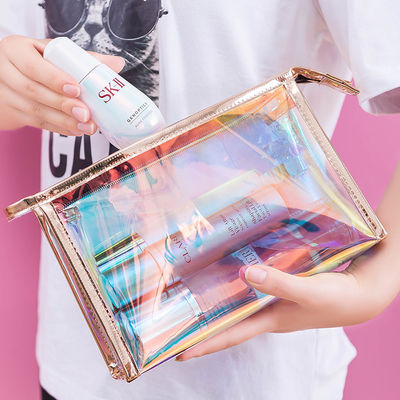 TPU Transparent Cosmetic Bag Custom Logo Beauty Multi-Function Laser Cosmetic Bag