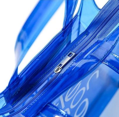 Cassa inclusa Logo personalizzato Sacchetto trasparente trasparente in PVC con cerniera e tasca