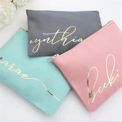 Doni personalizzati per damigelle di sposa Borse di trucco in tela bianca con chiusura a cerniera personalizzate