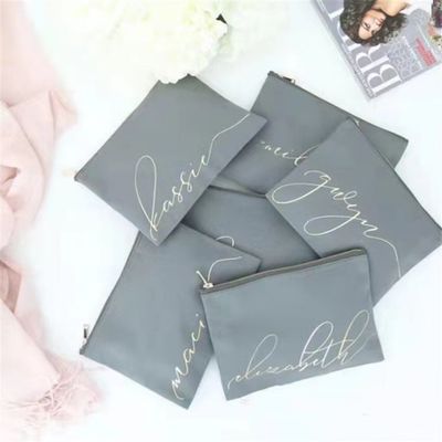Doni personalizzati per damigelle di sposa Borse di trucco in tela bianca con chiusura a cerniera personalizzate
