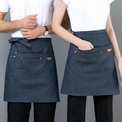 Poliestere cotone misto Mezzo grembiule vita con materiale denim e stampa del logo personalizzato
