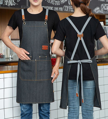 Custom Logo stampato cotone denim Bib Apron Ideale per ambienti di bar e ristoranti occupati
