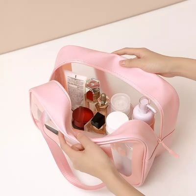 Chiusura a cerniera borsa di bellezza personalizzata con logo stampato e borsa cosmetica da viaggio