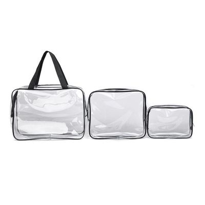 3-Pc Sacchetto cosmetico cristallino chiaro Set per viaggi e accessori igienici OEM/ODM Accettabile