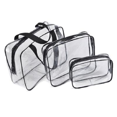 3-Pc Sacchetto cosmetico cristallino chiaro Set per viaggi e accessori igienici OEM/ODM Accettabile