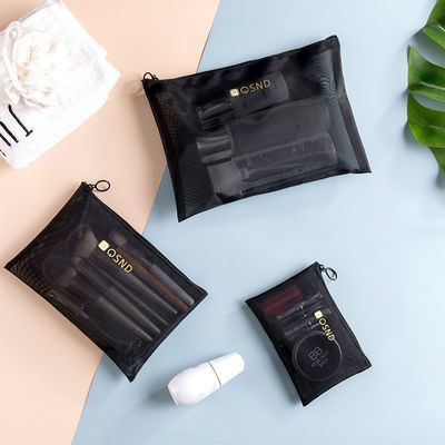 Borsa con cerniera a maglia nera per il comodo trasporto di articoli di ufficio e di viaggio 3 pacchetti