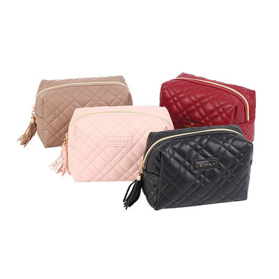Sacchetti cosmetici con trucco in cuoio PU in stile moda con combinazione di colori personalizzata