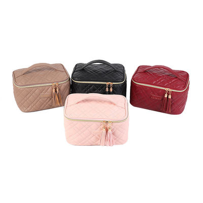 Sacchetti cosmetici con trucco in cuoio PU in stile moda con combinazione di colori personalizzata