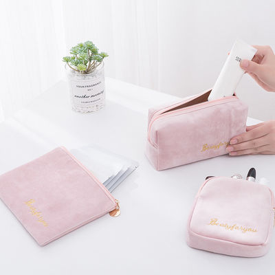 Logo personalizzato Borsa per trucco personalizzata Casse Borsa Set etichetta privata Borsa cosmetica di velluto