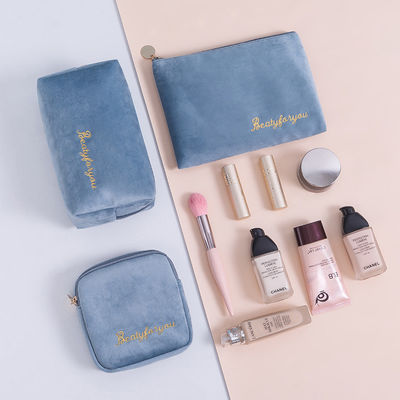 Logo personalizzato Borsa per trucco personalizzata Casse Borsa Set etichetta privata Borsa cosmetica di velluto