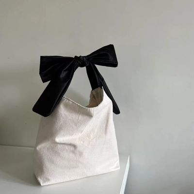 Colore personalizzato Alta capacità stile coreano Bow Hobo Casual Ragazza dolce Adolescenti Donne Acquisti Canvas Bag