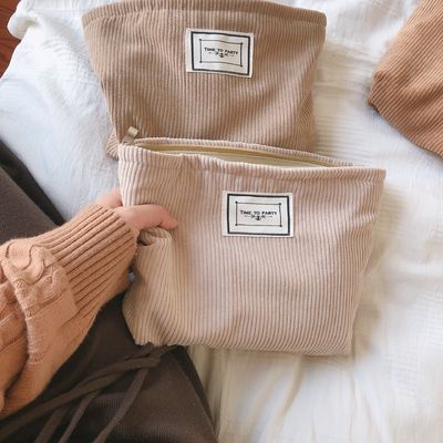 Nuova moda corduroy trucco cerniera sacchetto sacchetto igienico nuovo design 2021