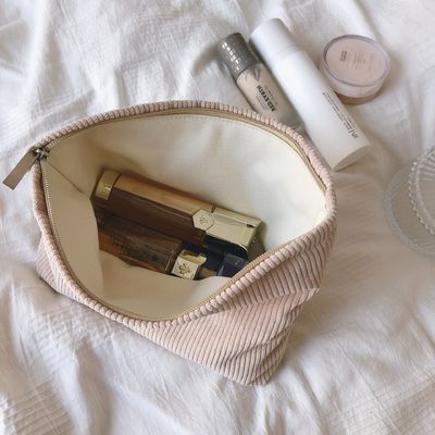 Nuova moda corduroy trucco cerniera sacchetto sacchetto igienico nuovo design 2021