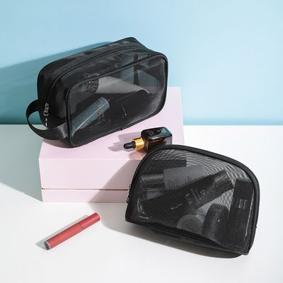 Borsa cosmetica a maglia di nylon con cerniera La borsa di nylon per le donne