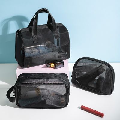 Borsa cosmetica a maglia di nylon con cerniera La borsa di nylon per le donne