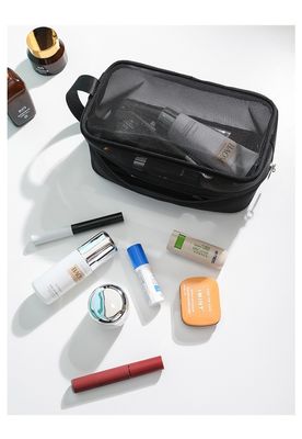Borsa cosmetica a maglia di nylon con cerniera La borsa di nylon per le donne