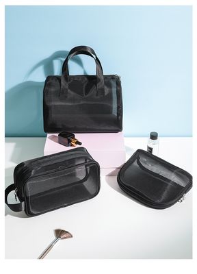 Borsa cosmetica a maglia di nylon con cerniera La borsa di nylon per le donne