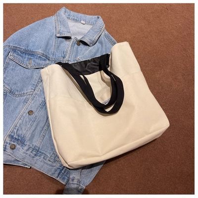 Borsa da bagno in tela lavabile per donna con maniglia in cuoio PU chiusura aperta e resistente