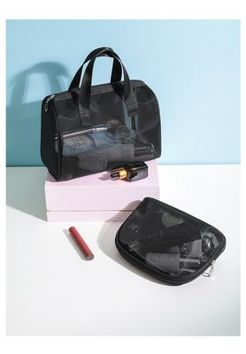 Borsa cosmetica a maglia di nylon con cerniera La borsa di nylon per le donne