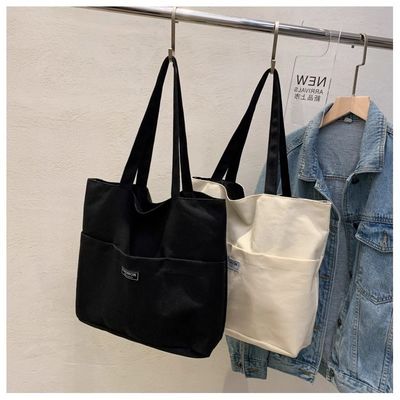 Borsa da bagno in tela lavabile per donna con maniglia in cuoio PU chiusura aperta e resistente
