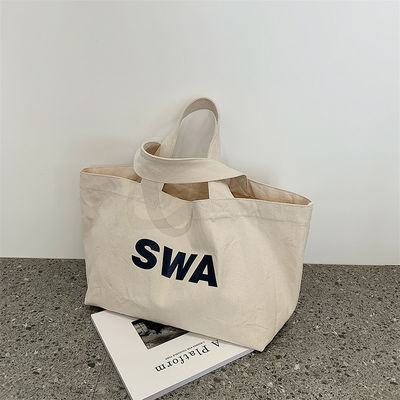 Eco Custom Large Canvas Tote Bag Cross Body Bag di cotone con tasca e zip