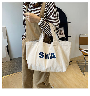Eco Custom Large Canvas Tote Bag Cross Body Bag di cotone con tasca e zip