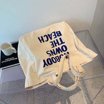 Chiusura aperta Spessore riciclabile di cotone semplice Canvas sacchetto di shopping Tote con logo stampato su misura