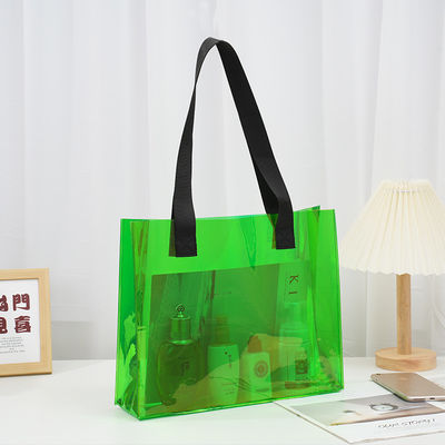 Logo personalizzato Transparente impermeabile Neon Candy Color PVC Tote Bag per la pubblicità