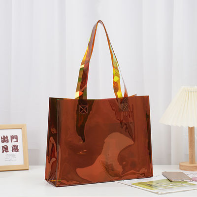 Logo personalizzato Transparente impermeabile Neon Candy Color PVC Tote Bag per la pubblicità
