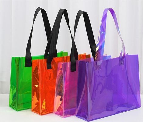 Logo personalizzato Transparente impermeabile Neon Candy Color PVC Tote Bag per la pubblicità