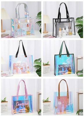 Logo personalizzato Transparente impermeabile Neon Candy Color PVC Tote Bag per la pubblicità