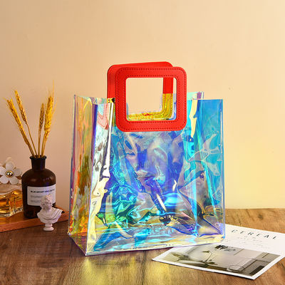 Viaggio e uscita Laser Holographic Iridescent Pvc Shoulder Beach Tote Bag per logo personalizzato