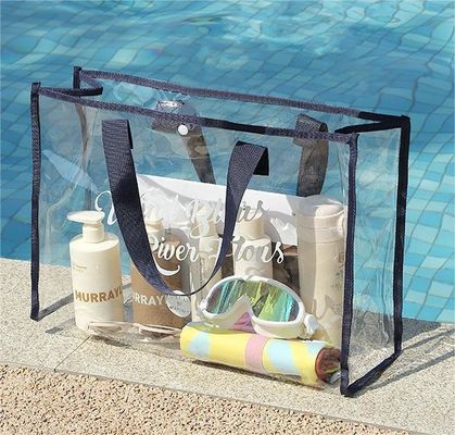 Logo personalizzato Acceptato Borse trasparenti per la spiaggia Stand Up Clear PVC Tote Bag