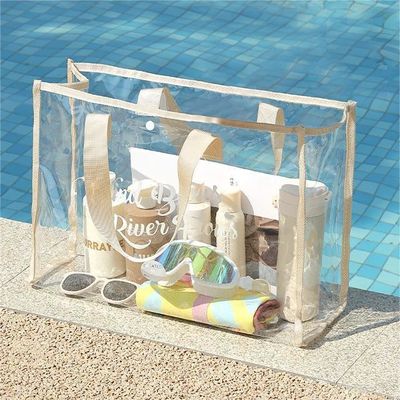 Logo personalizzato Acceptato Borse trasparenti per la spiaggia Stand Up Clear PVC Tote Bag