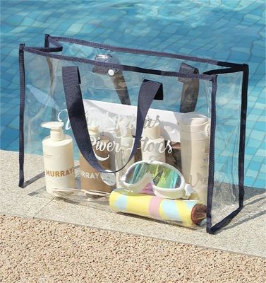 Logo personalizzato Acceptato Borse trasparenti per la spiaggia Stand Up Clear PVC Tote Bag