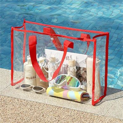 Logo personalizzato Acceptato Borse trasparenti per la spiaggia Stand Up Clear PVC Tote Bag