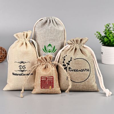 Modello di cartone animato Diy personalizzato Protezione ambientale Canapa Moda Linen Drawstring Bag