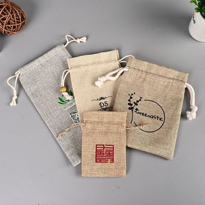 Modello di cartone animato Diy personalizzato Protezione ambientale Canapa Moda Linen Drawstring Bag